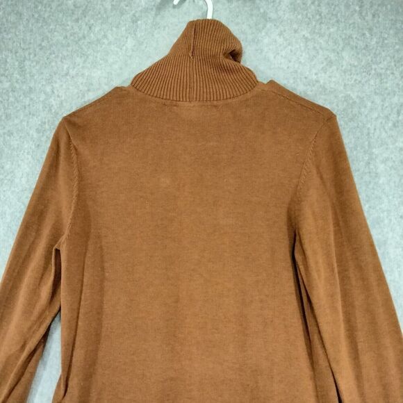 Peruvian Connection Sweater Dress Womens Small Carmel Brown Turtleneck Side Slit - Picture 9 of 11